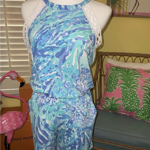 Lilly Pulitzer NWT Lala Romper Blue Haven Hey Hey Soleil $138 Size XS - Picture 9 of 11